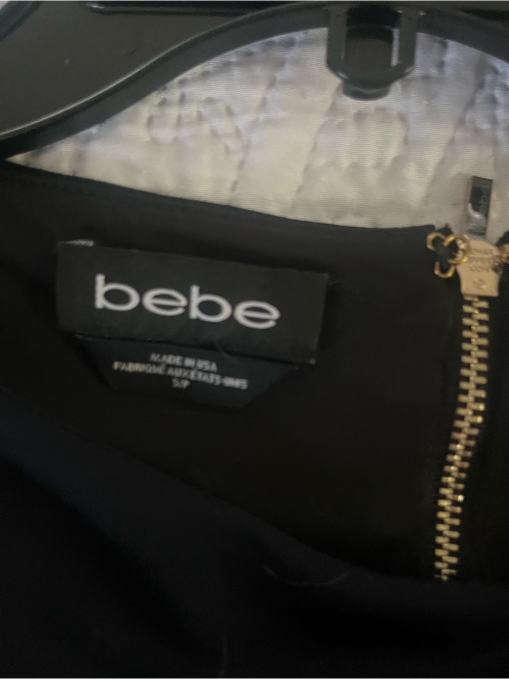 bebe Black crop top with Gold Hardware Zipper